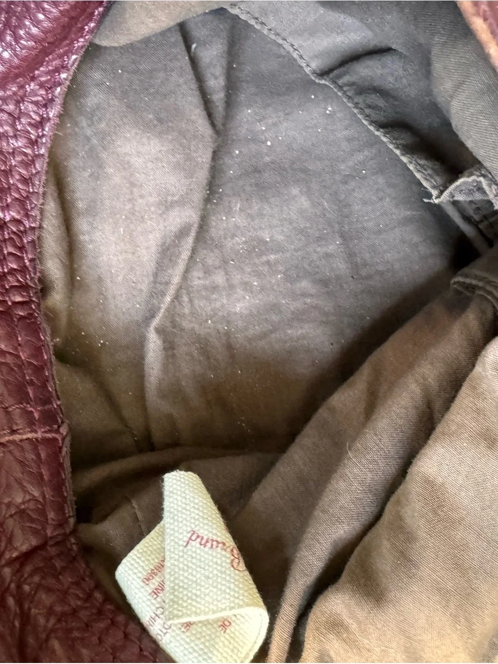 Lucky Brand Burgundy Leather Hobo with Brown Handle